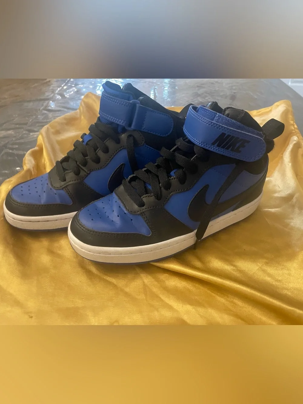 Nike Black and Royal Blue High-Top Sneakers